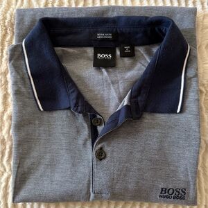 Hugo Boss Men's Polo Shirt in Navy and Gray